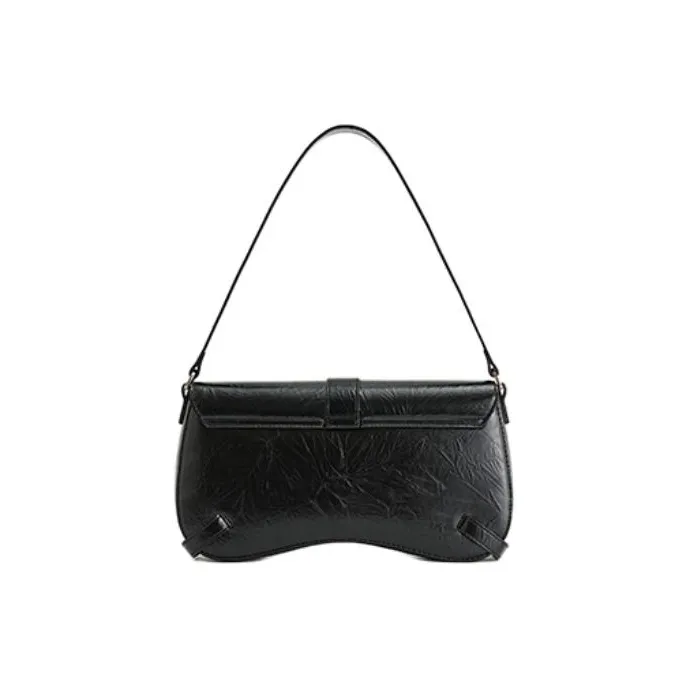 JW PEI Artificial Leather Shoulder Bag Baguette Bag Shoulder Bag Medium Size Women's Black-2