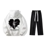 Set (White Fleece-Lined Sweatshirts+Black Jeans)