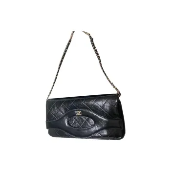 CHANEL Waxed Cow Leather Shoulder Bag Portable Crossbody Bag Shoulder Bag Mini Women's Black