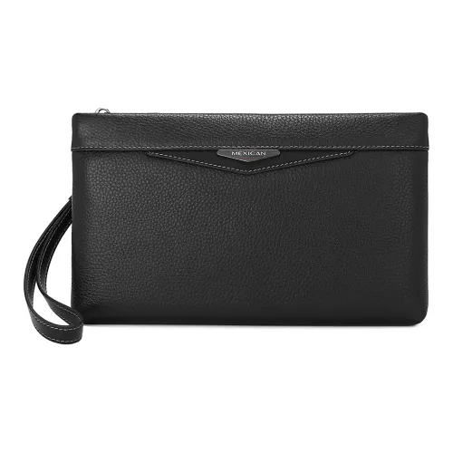MEXICAN Cow Leather Clutch Card Holder, Integrated Wallet Clutch Regular Men's Black