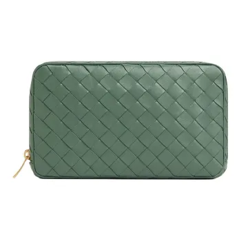 Bottega Veneta Cow Leather Clutch Medium Size Women's Aloe Vera Green
