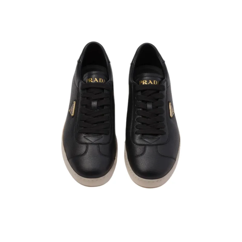 PRADA Triangle-logo Leather Sneakers-3