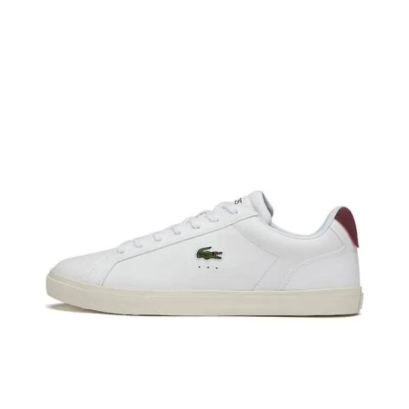 LACOSTE Anti-Slip Wear-Resistant Low-Top Skateboard Shoes Men's White-0