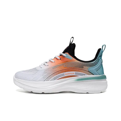 Warrior Students' Running Shoes Lightweight And Breathable Low Top Casual Shoes Men's White Light Blue Orange Black