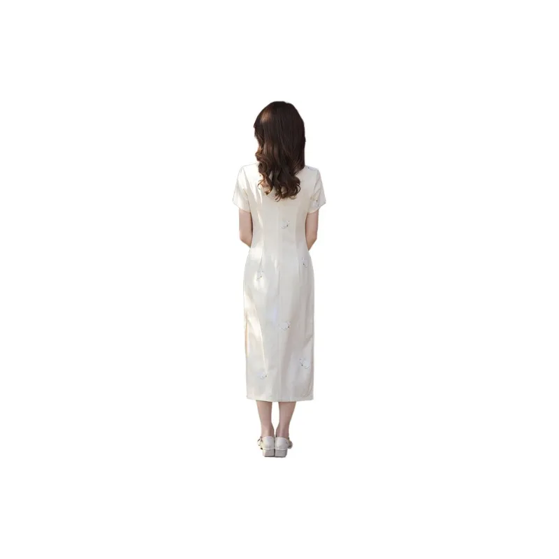 Red Colored Clothes Cheongsam Women's White Rabbit-0