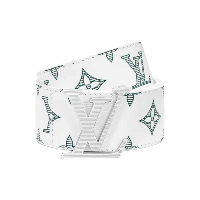 LOUIS VUITTON Leather Belts Men's White Width  4cm-2