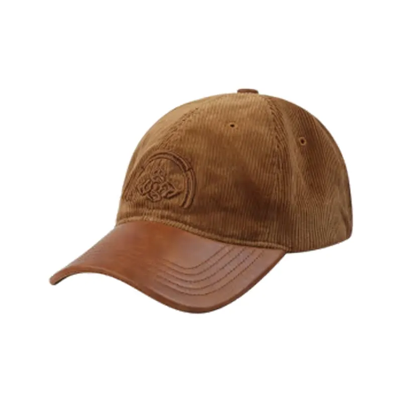 EVISU Cotton Elastane Cow Leather Baseball Caps Men's Brown-1