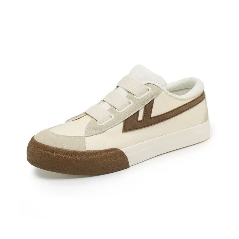 Warrior Wear resistant, Lightweight, Breathable, And Non slip. Low Top Canvas Shoes Unisex Beige Brown-2