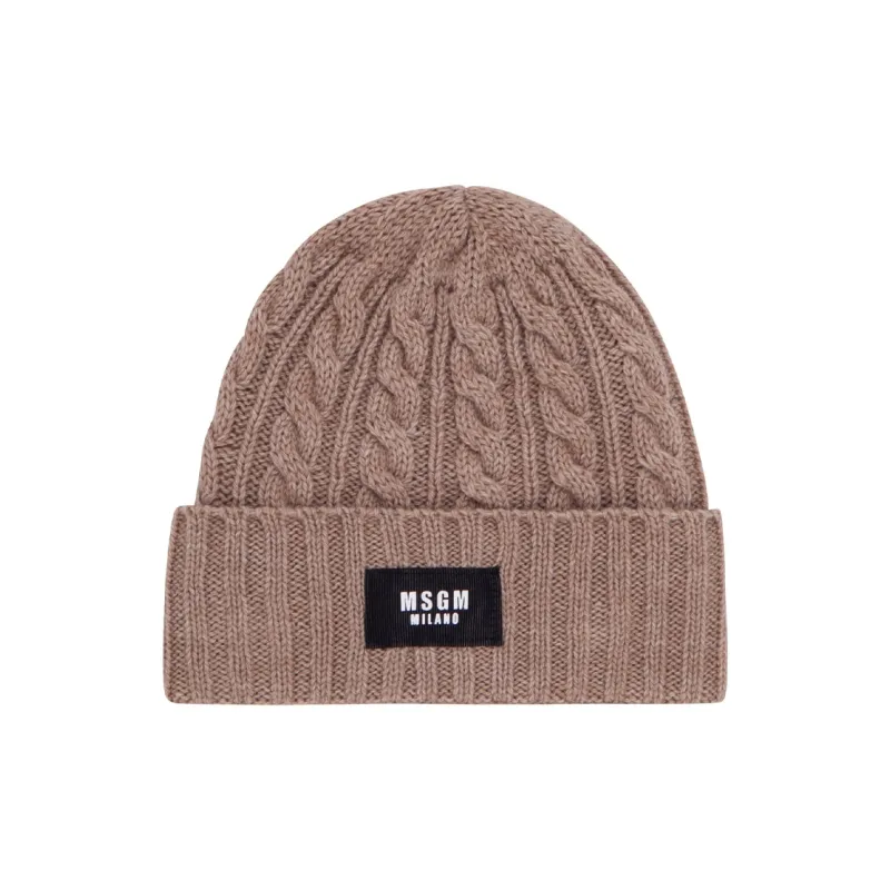 MSGM Logo Patch Knitted Beanie-0