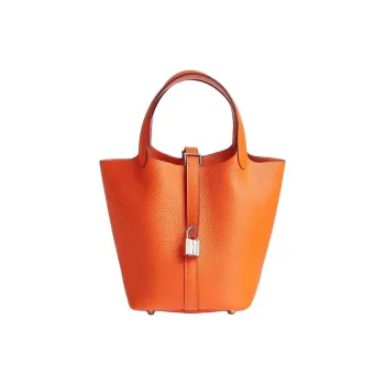 HERMES Picotin Lock Clemence Bullock Leather Swift Calfskin Basket Bag Handbag Women's Orange