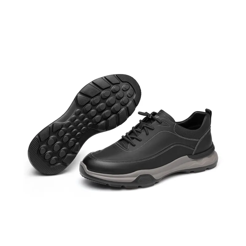 Strongman 3515 Men's Casual Shoes Genuine Leather Elastic Band Slip on Outdoor Youth Versatile Soft Sole Unlined Shoes-4