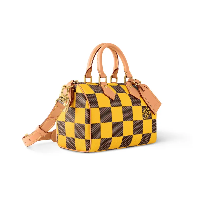 LOUIS VUITTON Speedy 25 Bandoulière Damier Pop Jaune Mat-1