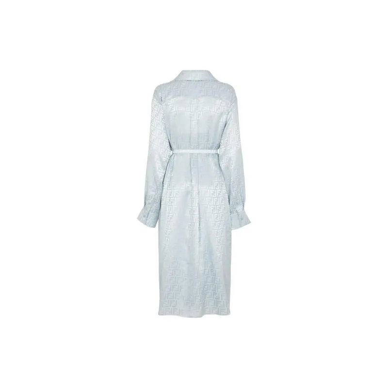 FENDI Long Sleeved Dress Women's Light Blue-1