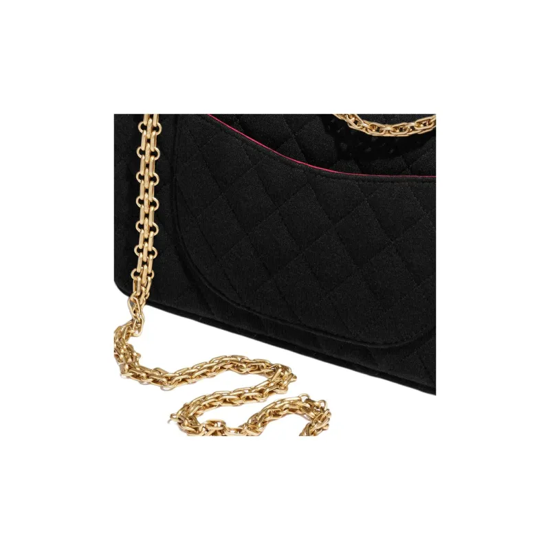 CHANEL 2.55 Wool Knitted Fabric Crossbody Bag Shoulder Bag Women's Black-2