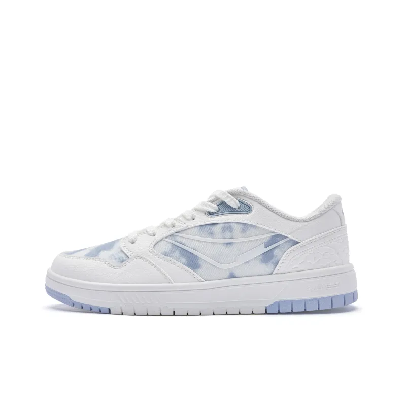 QIAODAN Abrasion Resistant Lightweight Slip Resistant Low Top Skateboard Shoes Women's Ivory, Rain Blue-0