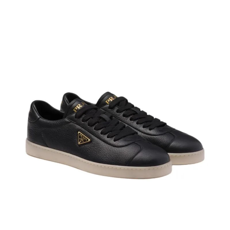 PRADA Triangle-logo Leather Sneakers-2