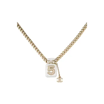 CHANEL Metal Rhinestone Necklaces Women's Gold