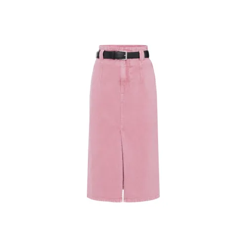 MO&CO Denim Long Skirts Women's Neon Pink