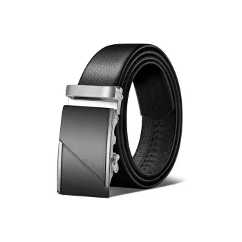 NIUMJ Business Casual Pants With Cow Leather And Automatic Buckle Leather Belts Men's Width 3.5cm