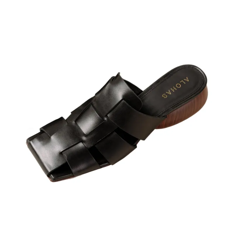 ALOHAS Abrasion-Resistant Wrap-toe Slippers Women's Black-0