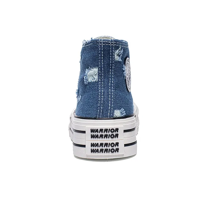 Warrior Lightweight And Breathable High Top Canvas Shoes Women's Dark Blue-3