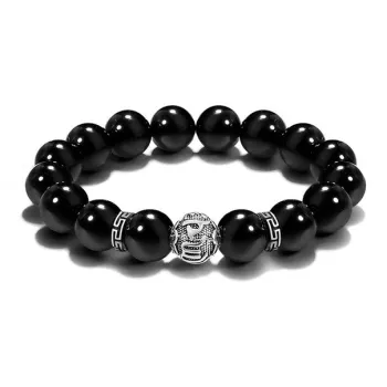 TIG Obsidian Jade And Pink Quartz Bracelet Unisex
