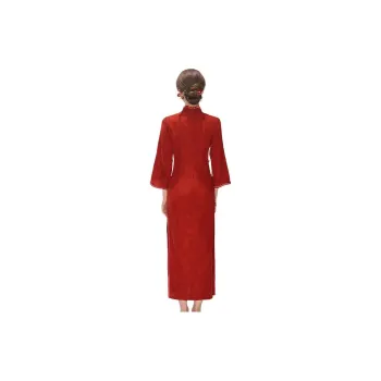 Red Colored Clothes Cheongsam Women's Mismatched