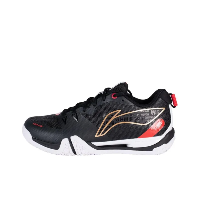 LiNing 2 SE Anti Slip And Wear Resistant Lightweight Low Top Badminton Shoes Unisex Black Red-0