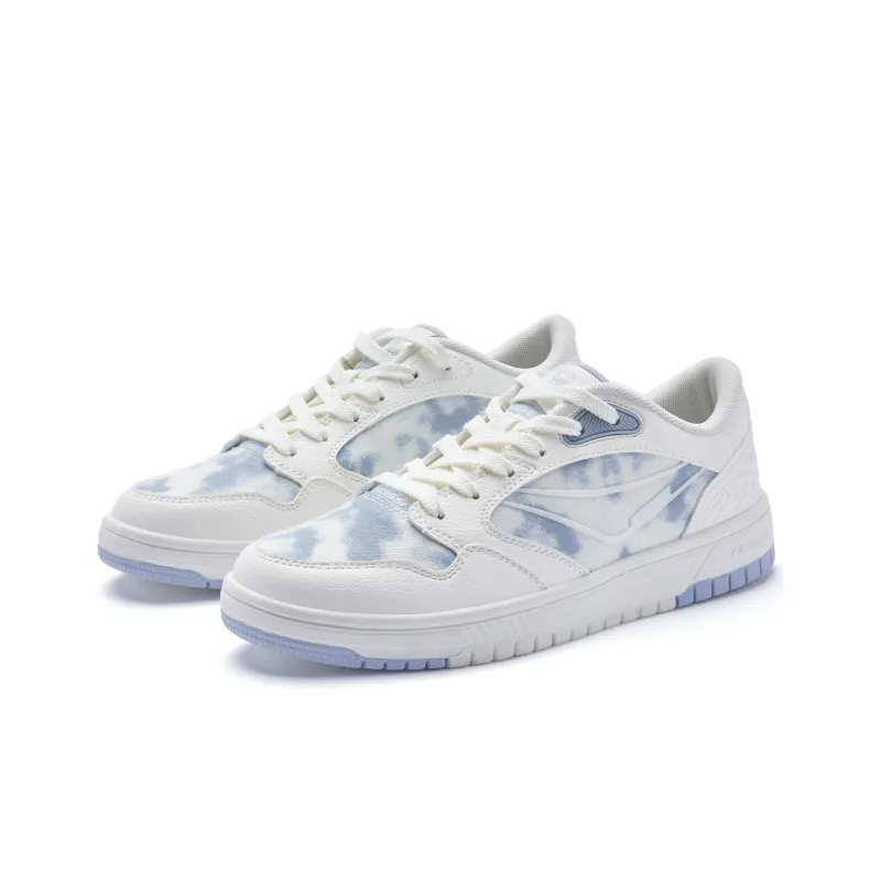 QIAODAN Abrasion Resistant Lightweight Slip Resistant Low Top Skateboard Shoes Women's Ivory, Rain Blue-2