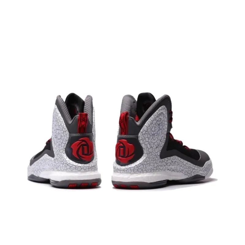 Adidas D Rose 5 Durable Breathable Mid Top Basketball Shoes Men's Black Gray-4