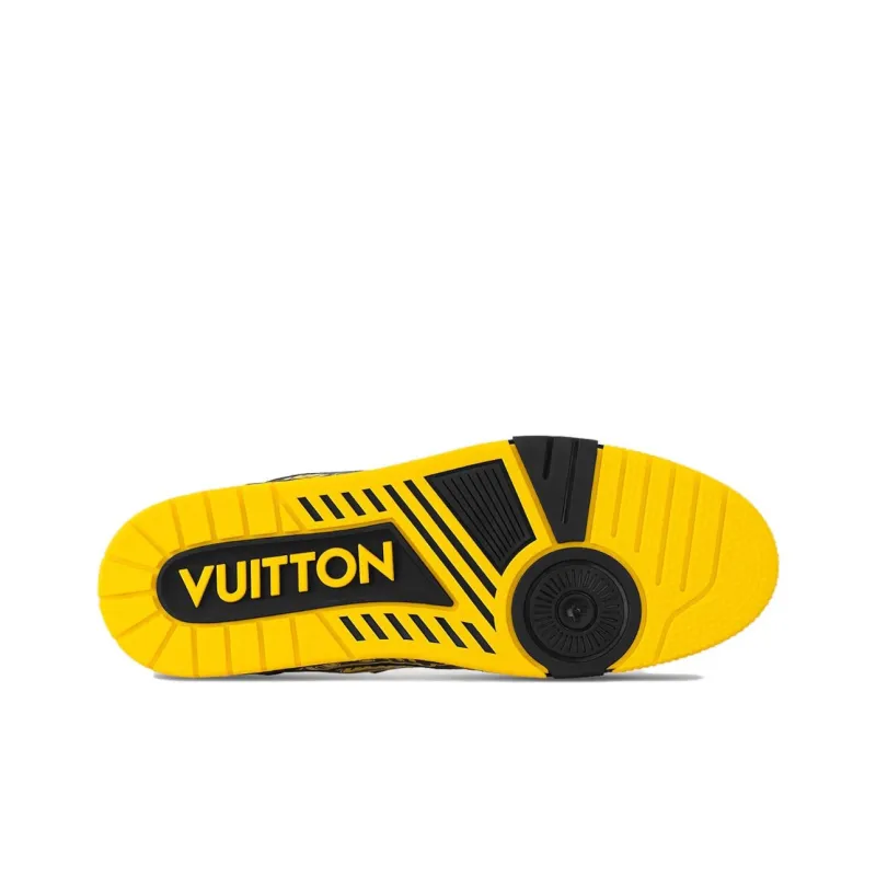 LOUIS VUITTON Trainer Slip Resistant Low Top Skateboard Shoes Men's Black Yellow-4