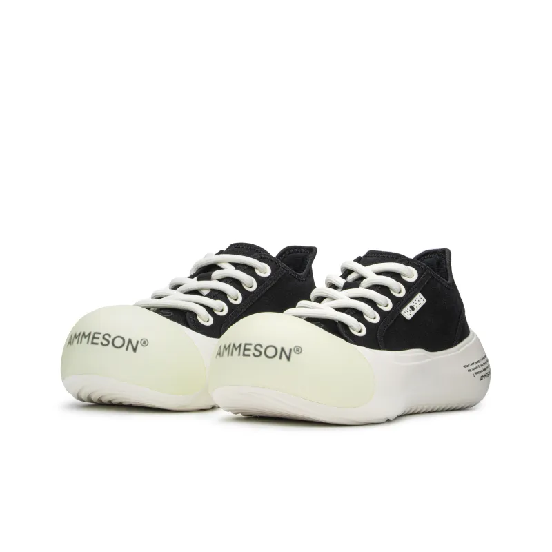 AMMESON Anti Slip Wear Resistant Low Top Skateboard Shoes Women's Black White-2