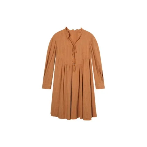 Pit Long-Sleeved Dresses Women's Orange