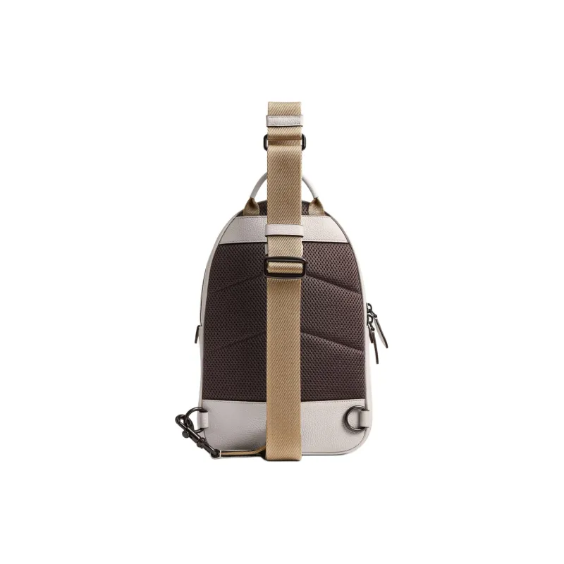 COACH Charter Soft Polished Pebbled Leather Shoulder Bag, Crossbody Bag Trumpets Men's Chalk White-2