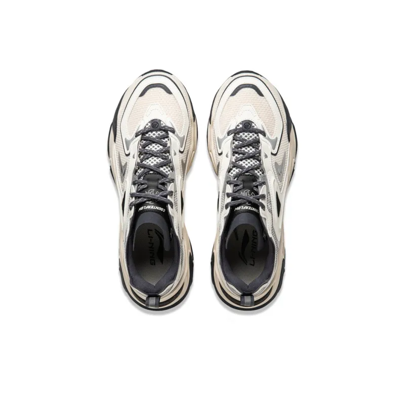 LiNing CF Tracing Collection Thousand Line Strategy SS Cushioning Wear-Resistant Low-Top Casual Shoes Men's Ash Ecru-3