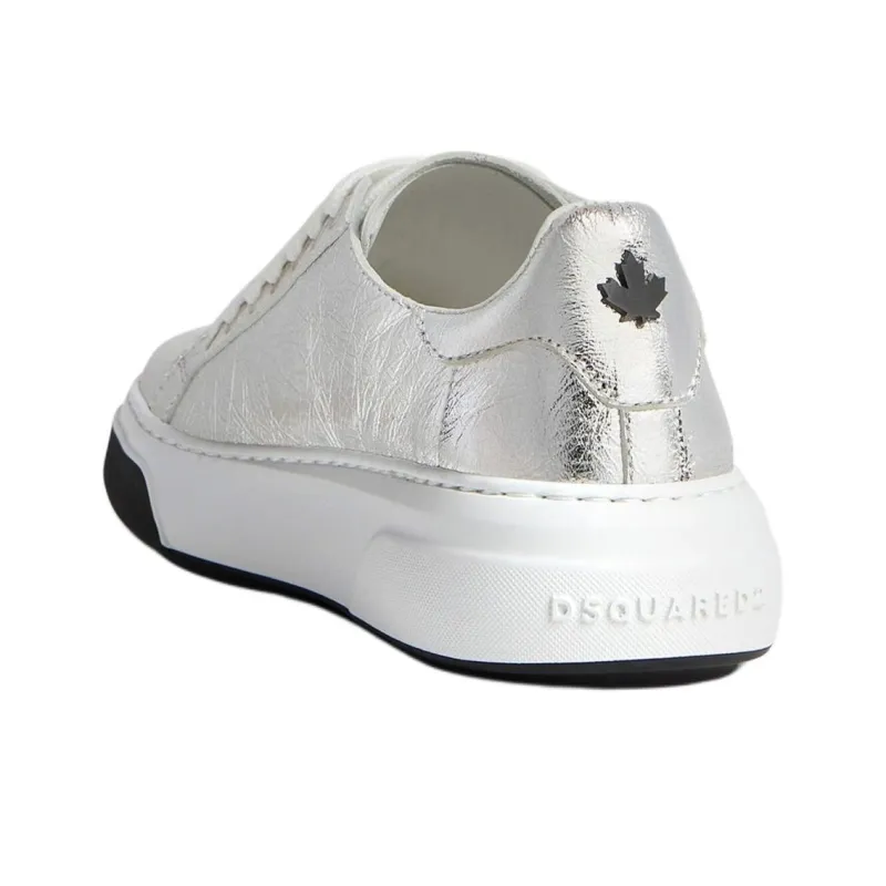 DSQUARED 2 Round Toe Metallic Lace Up Sneakers Women's-4