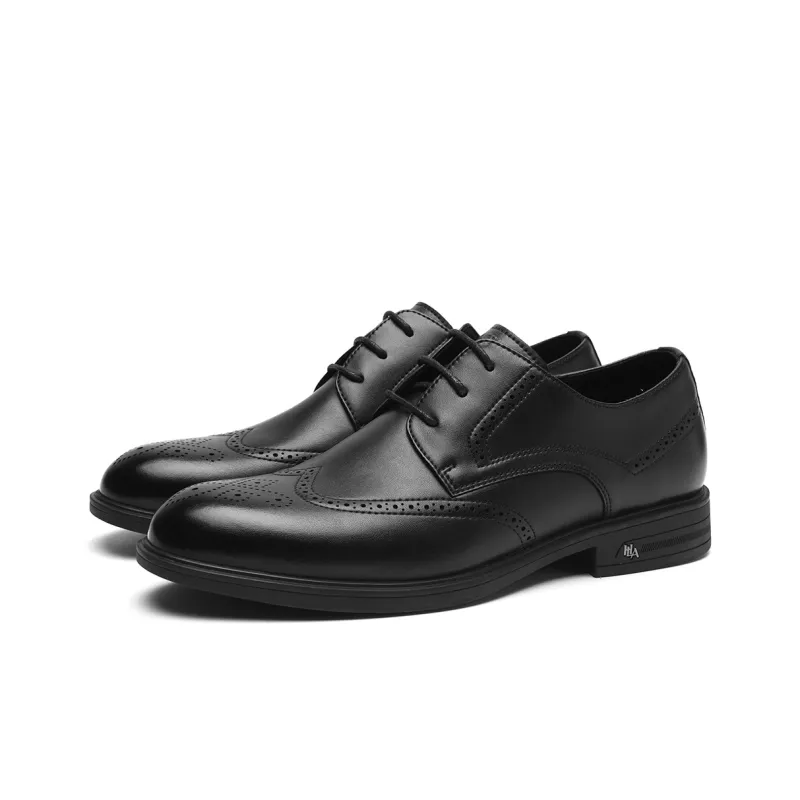 HLA Dress Shoes Men Low Top Black-1
