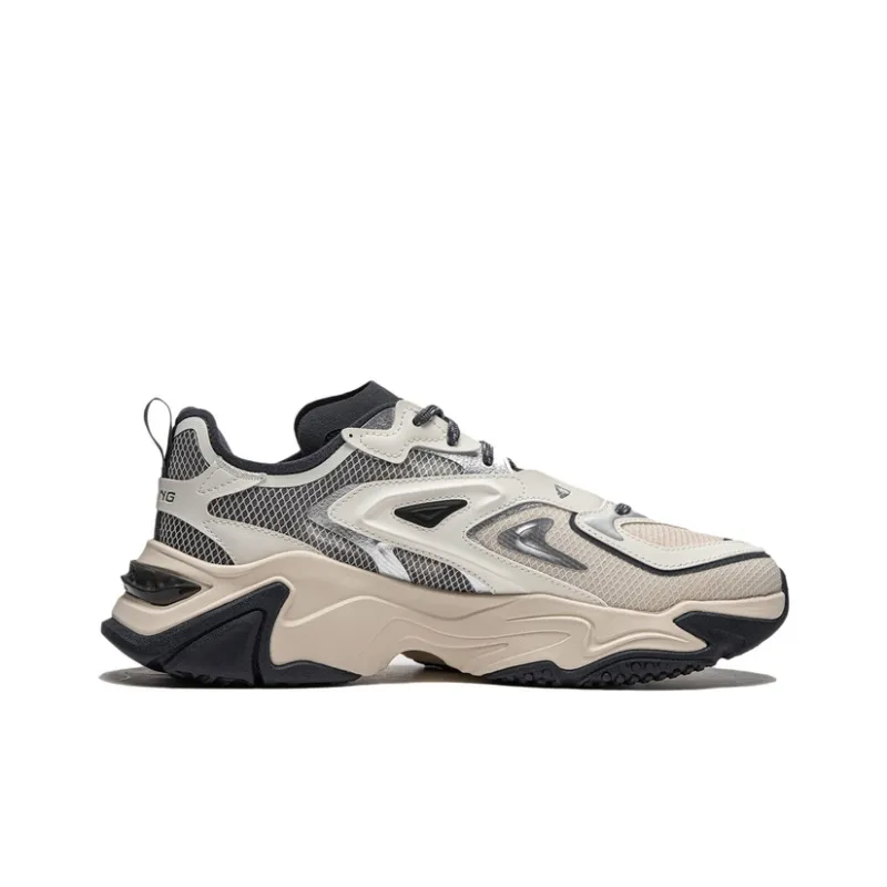LiNing CF Tracing Collection Thousand Line Strategy SS Cushioning Wear-Resistant Low-Top Casual Shoes Men's Ash Ecru-1