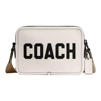 COACH Charter Soft Polished Pebbled Leather Shoulder Bag Crossbody Bag Medium Size Men's Chalk White