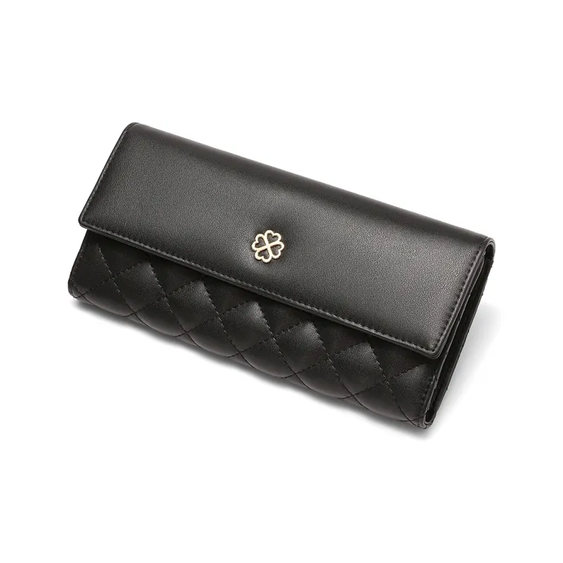 MEXICAN Cow Leather Bill Compartment Wallet Regular Women's Black/Ecru-2