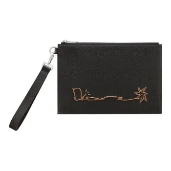 DIOR CACTUS JACK Collaboration Grained Calfskin Handbag Clutch Men's Black