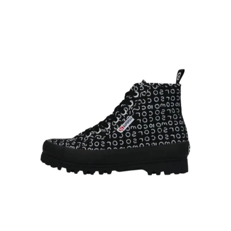 SUPERGA Wear-resistant And Lightweight High-Top Canvas Shoes Women's Black White-0