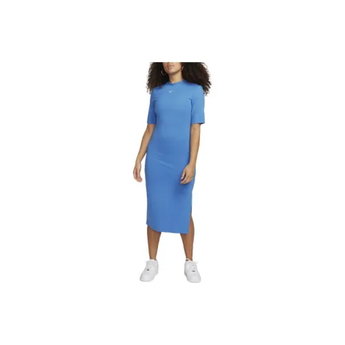 Nike Sportswear Essentials Series Short-Sleeved Dresses Women's Blue