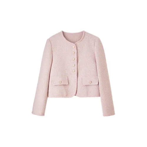 FANQIN Cropped Coats Women's Light Pink