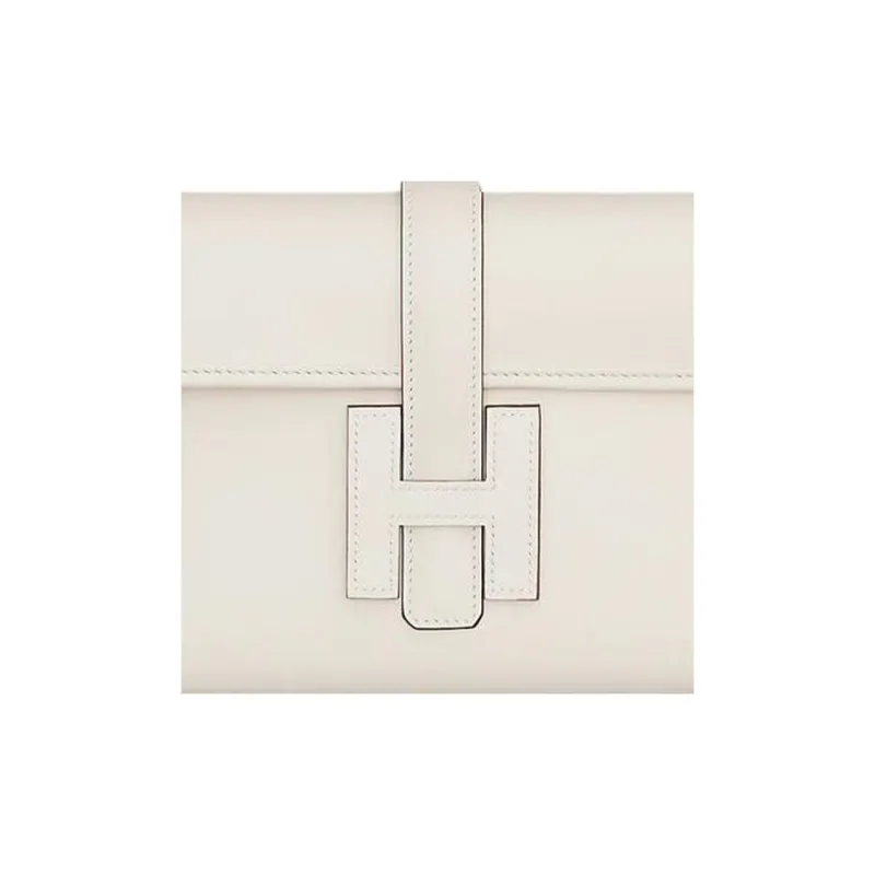 HERMES Jige Swift Calfskin Clutch Women's M4 Gris Pale Cream Gray-2
