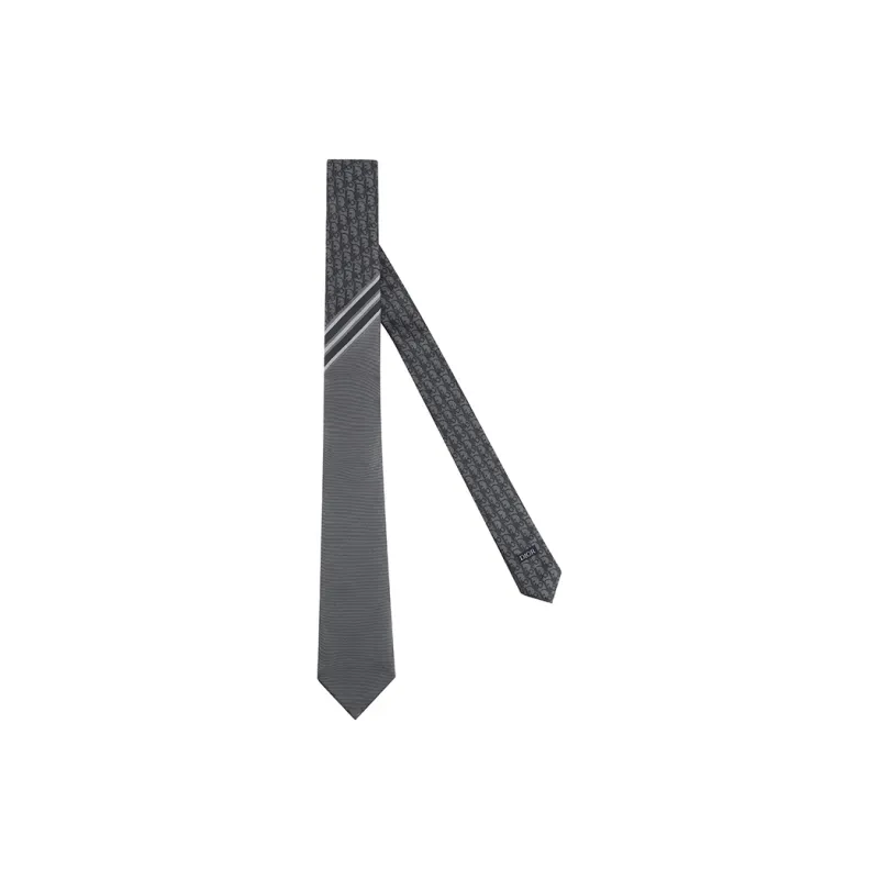 DIOR Silk Ties Men's Gray White-0
