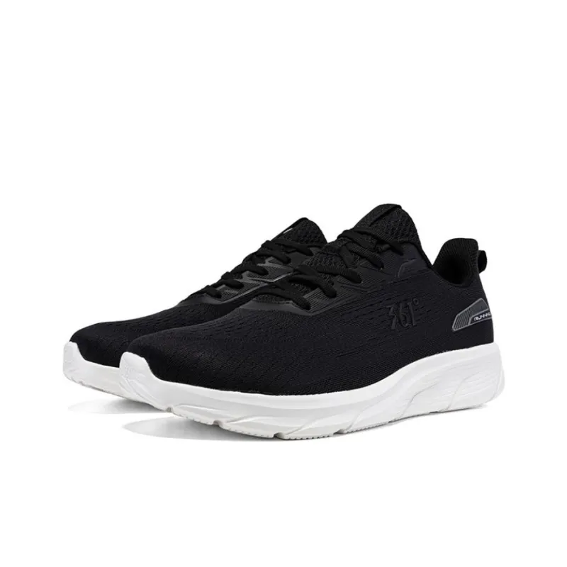 361° Breathable And Lightweight Low Top Running Shoes Men's Black White-2