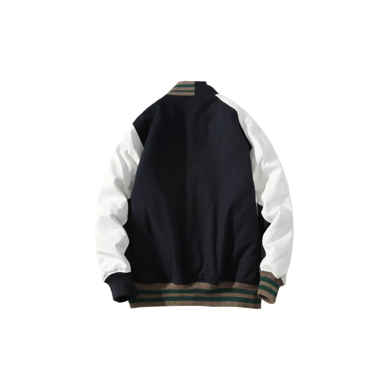 A SQUARE ROOT Baseball Jacket Unisex Navy Blue-1