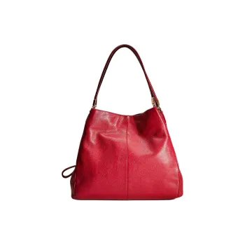 COACH Phoebe Leather Hobo Bag Handbag Shoulder Bag Large Size Women's Gold & Scarlet