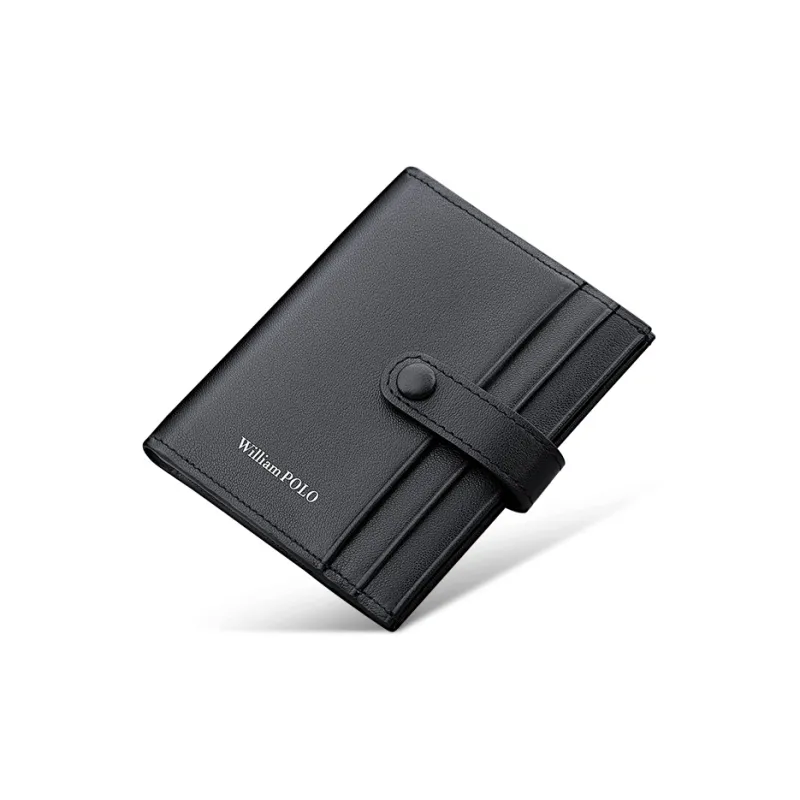 WilliamPOLO Top Grain Cow Leather Card Holder Individual Storage Bag Regular Men's Black-1